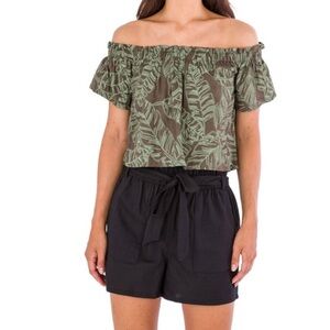 Hurley Tropical Leaf Off Shoulder Top 🌿